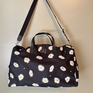 Kate Spade Black Daisy Print Travel Weekender Bag